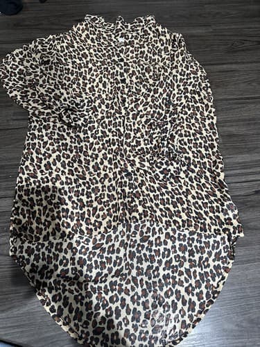 Xhilaration Shirt Womens Very Long Medium Animal Print Collar Button Down - Image 1