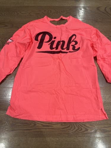 Victoria's Secret PINK Long Sleeve Shirt Size Small Neon Orange - Image 1