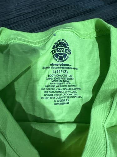 Teenage Mutant Ninja Turtles Shirt with Cape TMNT Nickelodeon Size L - Thumbnail 2