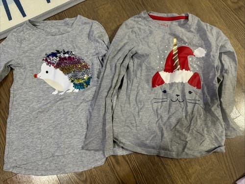 Crewcuts Girls Gray Long Sleeve Shirt, Size XS (4-5) 2 Pack - Image 1