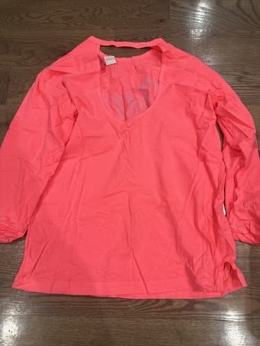 Victoria's Secret PINK Long Sleeve Shirt Size Small Neon Orange - Thumbnail 2