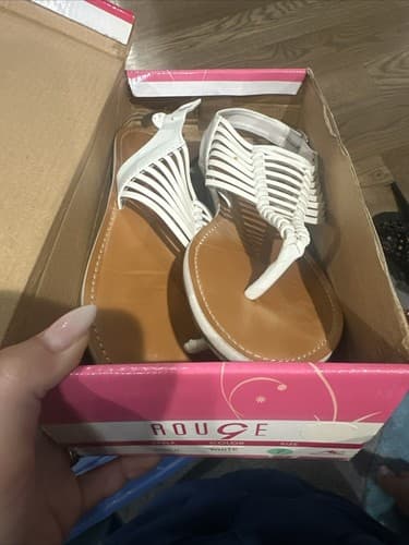Rouge Norris 12 Sandals Shoes Thong Flops Flip Flat Size 7 White - Thumbnail 2