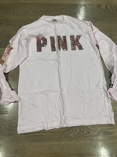 Victoria's Secret PINK Long Sleeve Shirt Size Small Light Pink - Image 1