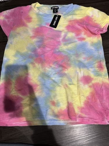 New Hot Topic Top Medium Tiedye Mesh Top Short Sleeve - Image 1