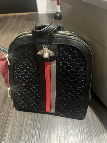 Fashion versatile Backpack Bag designer inspired (black w/bee) (beautiful) - Image 1