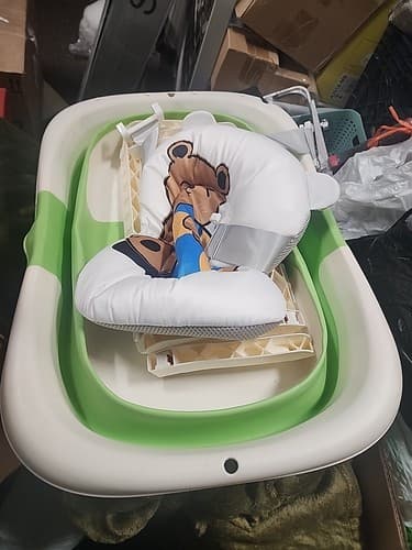 Baby Foldable Bathtub with Thermometer for Newborn to Toddler, Green - Thumbnail 2