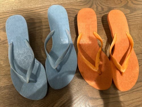 Express Flip Flops Heel 2 Pack Orange And Blue Ladies Size 7 - Image 1