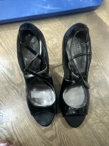 Guess Black Strappy Heels Size 7.5M - Image 1