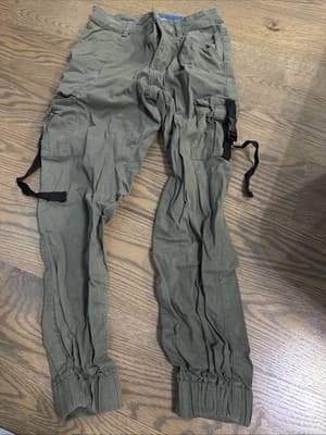 V.I.P. Jeans Cargo Jogger Pants Juniors Size 3/4 Solid Olive Cotton Blend - Image 1
