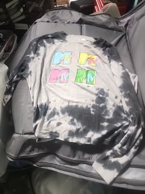 MTV Neon Tie Dye Cropped Longsleeve Oversized Graphic Tee XL/L - Image 1