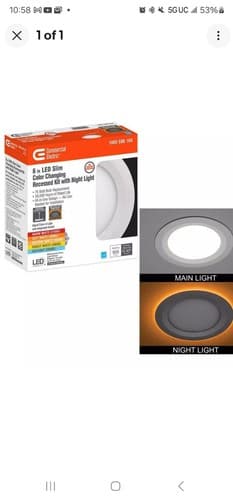 Commercial Electric Ultra Slim 6 in. Canless Selectable CCT Integrated LED - Image 1