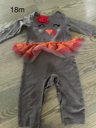 Baby Size 18 Months Thanksgiving Outfit One Piece Brown Turkey - Image 1