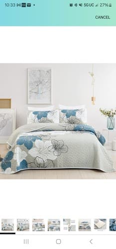 DJY 3 Pieces Quilt Set King Red Floral Pattern Quilt Coverlet Set Elegant Boh... - Image 1