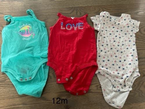 Baby Girl Lot Of 3 Clothes One Piece Short Sleeve 12 Months - Image 1