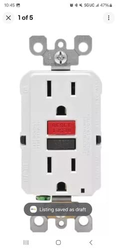 Leviton 15 Amp GFCI Outlet Professional Heavy Duty White GFTR1-RKW - Image 1