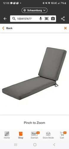 Classic Accessories Chaise Lounge Cushion Foam Water Resistant Montlake Patio - Image 1