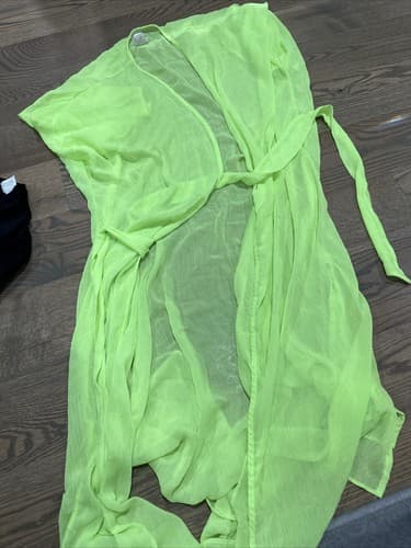 NO BOUNDARIES Green Short Sleeve Tie Front Kimono Robe/Cover Size L-XL - Image 1