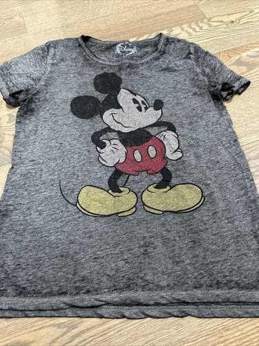 Disney Mickey Mouse Tee Shirt Gray Short Sleeve Womens Size Large - Image 1
