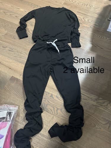 Long Sleeve Shirt and Pants 2 Piece Outfit Womens Size Small Black - Image 1