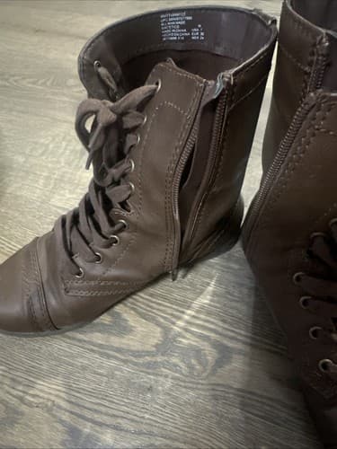 TIME AND TRU LADIES WOMENS BOOTS SHOES SIZE 7 BROWN ZIPPER SIDE LACE UP OLD TIME - Thumbnail 2