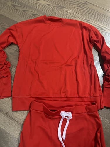 Long Sleeve Shirt and Pants 2 Piece Outfit Womens Size Small Red - Thumbnail 2