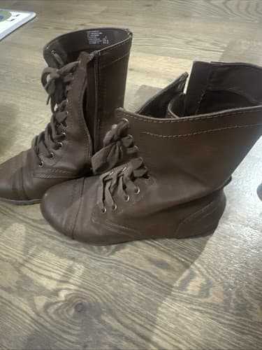 TIME AND TRU LADIES WOMENS BOOTS SHOES SIZE 7 BROWN ZIPPER SIDE LACE UP OLD TIME - Thumbnail 3