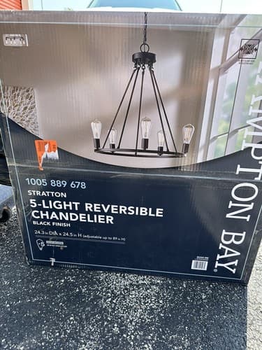 Hampton Bay Stratton 5-Light Black Chandelier with No Shade HDP00325 - Image 1