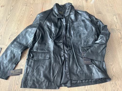 Mens Genuine Black Real Leather Jacket Size 2XL New - Image 1