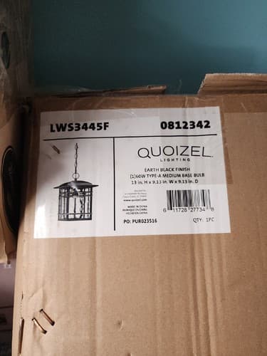 QUOIZEL LWS3445F Earth Black Finish PENDANT LIGHT - Image 1