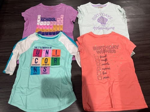 Lot 4 Girls T Shirts - Cat & Jack - Size Medium 7-8 - Image 1