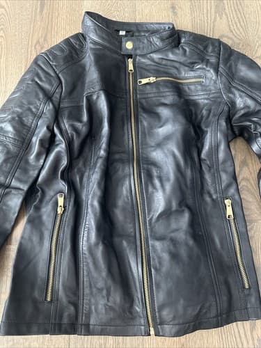 Clara Women's Size XL Black Faux Leather Jacket with Zip NEW - Thumbnail 2
