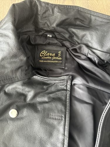 Mens Genuine Black Real Leather Long Jacket Button Up Size 3XL New - Thumbnail 2