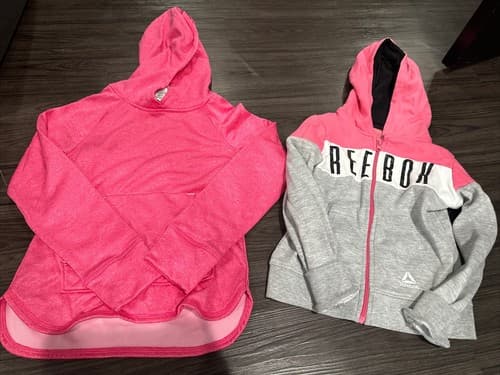 Girls Hoodie Pink Size 7-8 Athletic Works And Reebok - Image 1