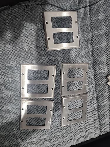 GFI DECORA STYLE STAINLESS STEEL GFCI WALL COVER PLATE 5 2 GANG - Image 1
