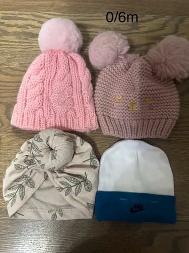 Baby Girl Soft Hats Bundle Of 4 Size 0/6 Months - Image 1