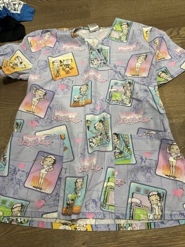 Betty Boop Scrub Women's Small 'Patriotic Betty' Top - Image 1