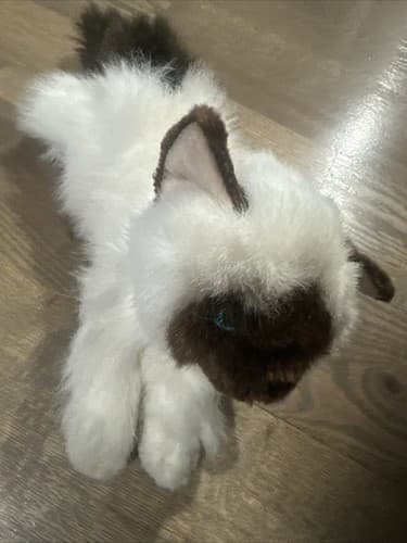 Cat Kitten Plush Siamese Aurora White Brown Stuffed Animal Blue Eyes - Thumbnail 3
