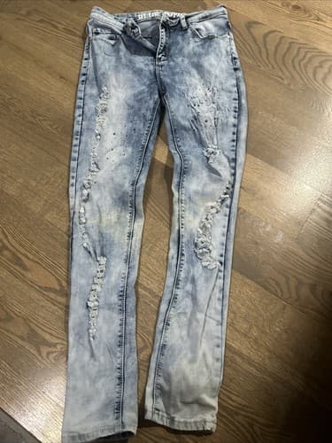 Blue Topic Jeans Womens 9/10 Distressed Blue Denim - Image 1