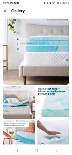 Linenspa 2, inch Soft Plush Swirl Gel Memory Foam Topper - Full Queen King - Image 1
