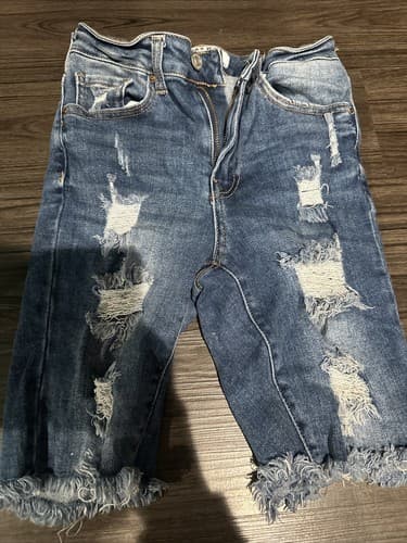 Wax Jeans Women’s Distressed Frayed Blue Denim Jeans Shorts Size S - Image 1