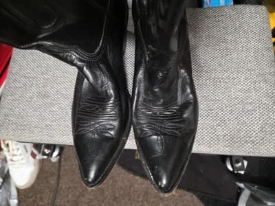 VTG Nocona white label 10 DBlack Calf Cowboy Boots made in USA 8001 47 305 - Thumbnail 5