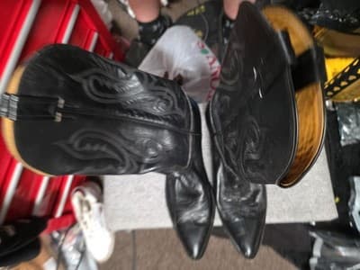 VTG Nocona white label 10 DBlack Calf Cowboy Boots made in USA 8001 47 305 - Thumbnail 4