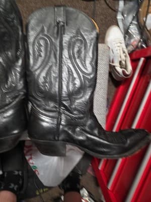 VTG Nocona white label 10 DBlack Calf Cowboy Boots made in USA 8001 47 305 - Thumbnail 3