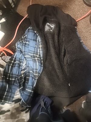 Urban Pipeline Boys Flannel Jacket Size Large Black White Zip Up Hood Pockets - Image 1