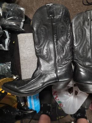 VTG Nocona white label 10 DBlack Calf Cowboy Boots made in USA 8001 47 305 - Thumbnail 2