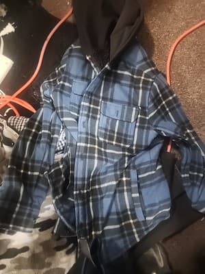 Urban Pipeline Boys Flannel Jacket Size Large Black White Zip Up Hood Pockets - Thumbnail 2