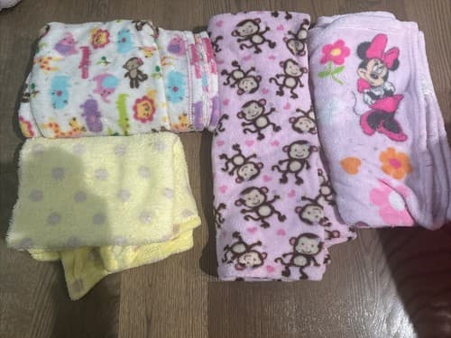 Baby Girl Cotton Flannel Receiving Blankets, 4-pack - Image 1