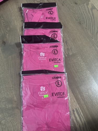 Evitca Activewear Ladies T Shirt Short Sleeve Large Lot Of 4 All Pink - Thumbnail 3