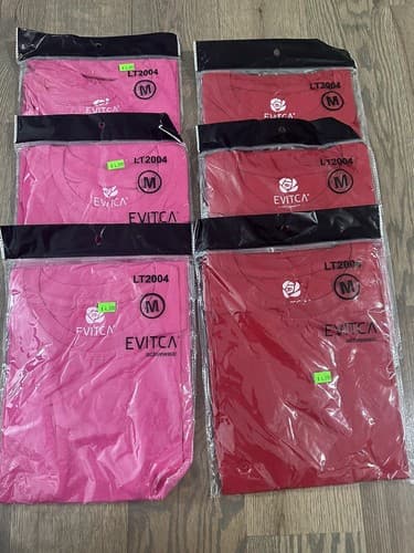 Evitca Activewear Ladies T Shirt Short Sleeve Medium Lot Of 6 Pink And Red - Thumbnail 3