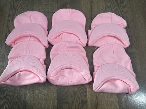 Little Me Pink Beanie Hats For Toddlers One Size Lot Of 6 - Image 1